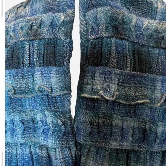 Pre-owned Free People Navy Plaid Ruffle Blouse - Picture 9 of 9